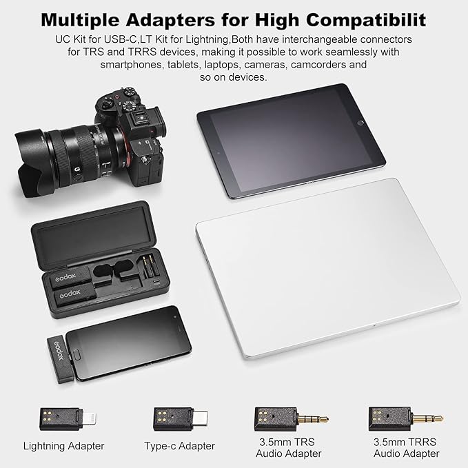 GODOX 【2025 Latest Model】 Movelink Mini UC Kit Wireless Microphone System, 2.4GHz Lavalier Mic 100m(328ft.) Range with Charging Case for Android, Camera, Vlogger, Youtuber, Interviewer(White)