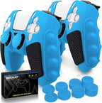 SIKEMAY Anti-Slip PS5 Controller Skin, Soft Thicken Non-Slip Studded Silicone Gel Grip Protective Cover Case for PlayStation 5 Controller Grip, 2 Pack with 8 x Thumb Grip Caps