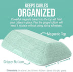 Smartish® Magnetic Cord Holder - Bigger Cable Wrangler Organizer with Magnet Clips for Charger Management on Desktop, Nightstand, or Side Table - Holds 6+ Cables - Teal Me More