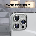 Choiche Compatible for iPhone 16 Pro/iPhone 16 Pro Max Camera Lens Protector Bling, 9H Tempered Glass Camera Cover Screen Protector Metal Ring Decoration Accessories (Glitter-Silver)