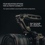 Tilta Xeno Top Handle for Filmmakers & Cameras - Black | Aluminum Alloy and Silicone Build | Fits Most Cameras/Cages | 1/4"-20 Threads w/Locating Points | Safety Release Pin (Dual 1/4"-20)