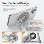 OPSO Magnetic Phone Ring Holder for MagSafe, 360 Degree Rotation Silicone Finger Ring Grip Stand Holder, Adjustable Kickstand, Compatible with iPhone 16 15 14 13 12/Pro/Max, Samsung and All Smartphone