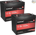 2 pack 12V 100Ah Mini LiFePO4 Lithium Battery,100A BMS 1280Wh BCI Group 24 Lithium Iron Phosphate Battery 6000+ Cycles Perfect for RV, Solar, Marine and Home Energy Storage