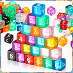 Poen 100 Pcs 16mm Dice Set Bulk, 6 Sided Standard Colored Dices with Numbers, D6 Polyhedral Games Dice for Board Games, Parties (Transparent Color)