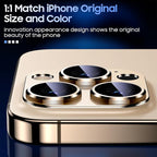 Uyiton for iPhone 13 Pro/iPhone 13 Pro Max Camera Lens Protector, [Strong Adsorption] [Drop Protection] Metal Ring Tempered Glass Rear Camera Screen Cover - Gold