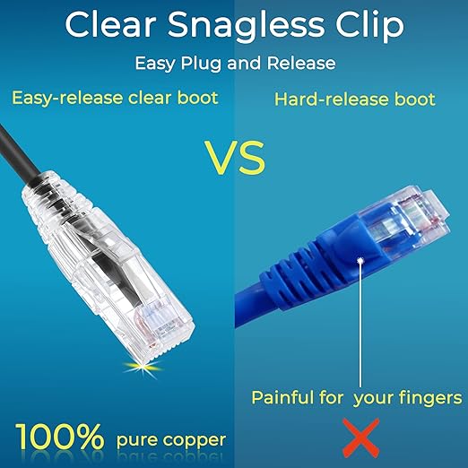 Rapink Patch Cables Cat6/ Cat6a 5ft (24 Pack) Slim, Cat6a Ethernet Patch Cable 10G Support, Snagless Cat 6 Patch Cable for Patch Panel to Switch, Flexiable Cat6 Ethernet Cable Black
