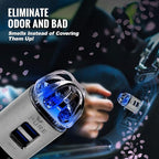 Car Air Purifier 3in1 Premium Stainless Steel Air Filter Ionizer w/Dual USB Quick Charge 3.0 USB-Eliminate Allergens Odor Smell, Smoke, Pets, Pollen Mold Bacteria w/Anti-Microbial Deodorizer (Silver)