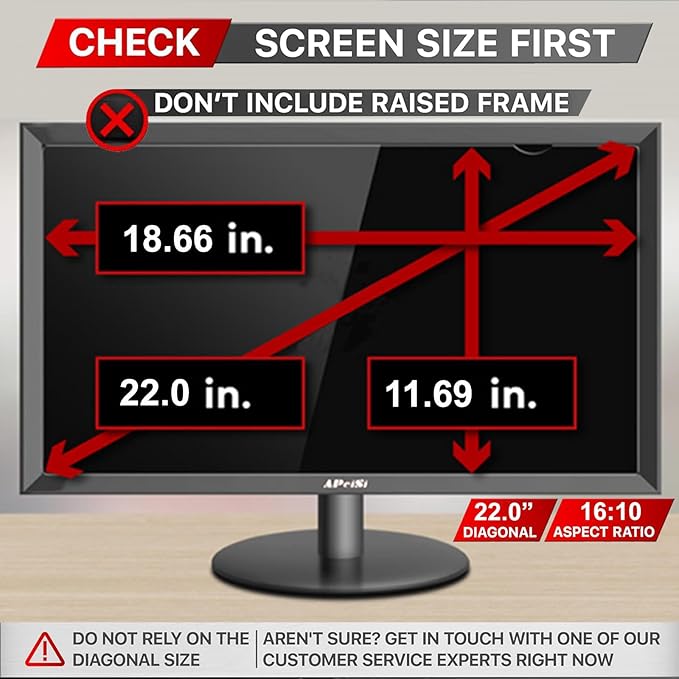 22 Inch Privacy Screen Filter for Widescreen 16:10 Monitor | Privacy Shield | Anti-Glare | Anti-Blue light Protector | Eye Protection | Computer Security Private Filter