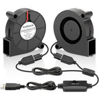 50mm x 15mm USB Blower Fan 2 Pack 5v Squirrel Cage Blower Fan with Variable Speed for Cooling DIY 3D Printer Costume Welding Helmet Thin Client CPU Modem