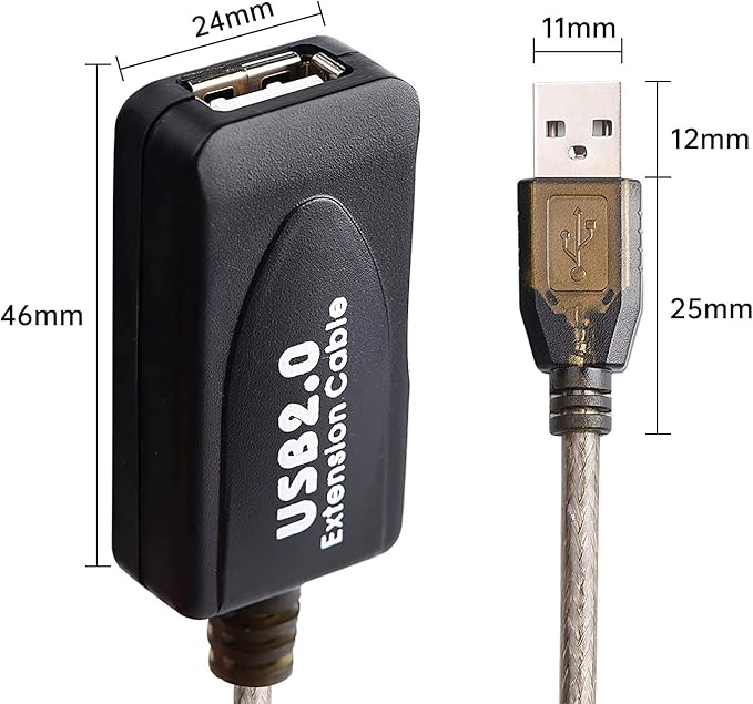 LDKCOK USB 2.0 Type A Male to A Female Active Repeater Extension Cable 60ft, High Speed 480 Mbps
