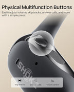 SHOKZ New OpenFit 2 Open-Ear Headphones, True Wireless Bluetooth Earphones with Microphone, Earhook Earbuds with 48 Hours of Playtime, Fast Charging, IP55 Water-Resistant, with Carrying Bag, Black