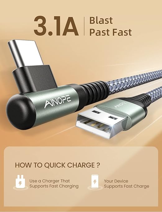 AINOPE Car Carplay Cable for iPhone 17 16 15 Charger Cord, 3.1A USB to USB C Cable 2-Pack 3.3FT for iPhone 16 Car Charger, Type C Charger Fast Charging for Galaxy S10 S9 S8 Plus, Note 10 9 8, LG V50