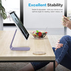 OMOTON Adjustable Tablet Stand for Desk, Upgraded Longer Arms for Greater Stability, T2 Tablet Holder with Hollow Design for Bigger Sized Phones and Tablets Such as iPad Pro/Air/Mini, Purple