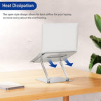 BESIGN LS10 Aluminum Laptop Stand, Ergonomic Adjustable Notebook Stand, Computer Holder Compatible with Air, Pro, Dell, HP, Lenovo More 10-14" Laptops, Silver