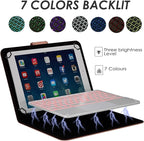 TouchPad Keyboard case for 9",9.7",10.1",10.2",10.5",10.9",11",Tablets,2-in-1 Bluetooth Wireless Keyboard with Touchpad,7 Colors Backlit & Leather Folio Cover(Rose Gold)