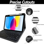 Keyboard Case for iPad 11th 10th Generation - iPad 10th Generation Case with Detachable Wireless Keyboard - Smart Folio Cover with Pencil Holder for 11-inch A16 2025 10.9-inch 2022, Black