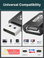 4K DisplayPort to HDMI Adapter 2-Pack, JSAUX DP PC to HDMI Monitor Converter Video UHD 2K@120Hz,4K@30 DP to HDTV Male to Female Uni-Directional adapter Compatible with Dell, Lenovo, HP,GPU, AMD -Black