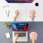 ITNRSIIET Ergonomic Mouse Pad with Comfort Gel Wrist Rest, Non-Slip PU Base, Smooth Textured Surface, Reduces Hand Fatigue & Wrist Pain, 8.7 x 7.2 Inch for Office Gaming Home, Pink Accent