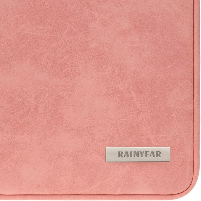 RAINYEAR 13 Inch Laptop Sleeve PU Suede Leather Case Water Resistant Cover Carrying Bag Compatible with 13.3" MacBook Air/Pro A3113 A3240 A2338 A2681 A2337 A2159 A2179 A2251 A2289(Coral)