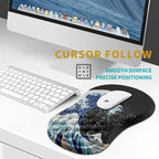 Hokafenle Ergonomic Mouse Pad Wrist Support, Wrist Rest Mousepad for Carpal Tunnel Pain Relief with Integrated Memory Foam Slope Massage Bulge (11.8x7.9 inch,Sea Wave