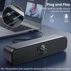 1Mii Computer Speakers for Desktop Laptop Tablet, USB Powered PC Speakers, Small Speakers Wired with Volume Control for Cellphone Pad MP3, Stereo Sound with 3.5mm Audio Plug for Windows Mac Linux PCs