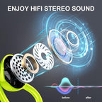Wireless Earbud, Bluetooth 5.4 Headphones IP7 Waterproof for Sport, 48H Running Wireless Earphones with ENC Noise Cancelling Mic, Deep Bass Over Ear bud with Earhooks for Android, iOS, Workout, Green