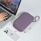 NISHEL Travel Cord Organizer Case, Double Layers Tech Electronic Bag, Essentials for Charger, Cable, Phone, Flash drive, Purple