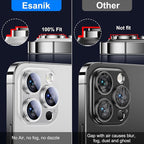 Esanik 2023 Upgrade 2 Pack for iPhone 14 Pro/iPhone 14 Pro Max Camera Lens Protector, Aluminum Alloy Metal matte Case Tempered Glass Camera Screen Cover, Scratch Resistant Case Friendly (Silver)
