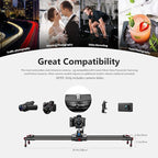 NEEWER 39.4”/100cm Motorized Camera Slider, App Wireless Control Carbon Fiber Dolly Rail Slider, Support Video Mode, Time Lapse Photography, Horizontal, Tracking and 120° Panoramic Shooting (ER1-100)