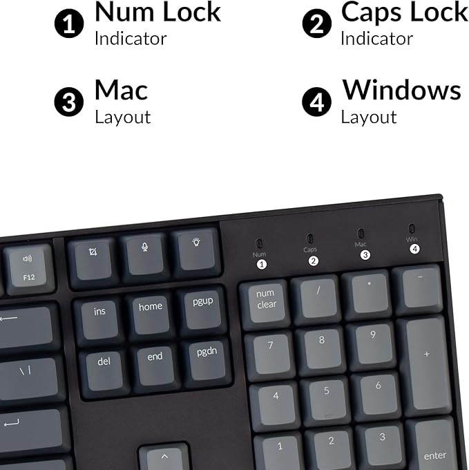 Keychron K10 Full Size Layout White LED Backlit Hot-Swappable Mechanical Keyboard for Mac Windows, Multitasking 104-Key Bluetooth Wireless/USB Wired Computer Keyboard with K Pro Brown Switch