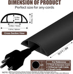 Floor Cord Cover Self Adhesive Cord Hider,10FT Cable Management, Extension Strip Protector for Wires, Prevent Cable Trips for Offices, Gyms, Exhibitions Cavity:0.47"(W) x 0.35"(H) Black