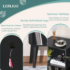 Lerliuo Record Player Stand, Black Turntable Stand Holds up to 160 Albums, Mid-Century Vinyl Storage Cabinet Table with Solid Wood Legs, Record Player Holder Dispaly Shelf for Bedroom Living Room