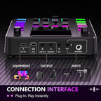 Pupgsis Gaming Audio Mixer, Audio Interface, Sound Board With Pro-Preamp, Noise Cancellation, RGB, Bluetooth, Volume Fader For Streaming/Podcasting/Gaming Maonocaster/Content Create, 6.35mm