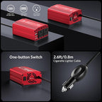 BESTEK 300W Car Power Inverter with 65W USB-C and QC3.0 Ports - 12V DC to 110V AC Converter for Vehicles with Multi-Protection - Red
