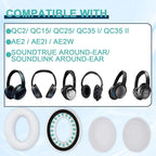 Replacement Earpads Cushions for Bose QuietComfort 35 & Quiet Comfort 35 II, Headphones Ear Covers Ear Pads for Bose QC35/QC35II/25/15 QC2 / Ae2 / Ae2i / Ae2W / Sound Link/Sound True-White