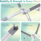 BELLEMOND | X-Shape Laptop Stand – Adjustable Aluminum Riser, 5 Height Levels, Lightweight & Foldable, Ventilated, for Laptops and Tablets up to 17.3" | Space Silver