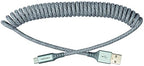 Ventev - Chargesync Helix Cable 14" USB A to USB C, Cloth Covered, Flexible Elastic Recoil Design, Fast Charging, Compatible with iPhone 16/16 Pro/15, MacBook, iPad Pro, Samsung Galaxy S25 - Gray