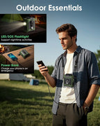 Portable Waist Fan Clip on, Personal Wearable Belt Fan 10000mAh Rechargeable Battery Under Shirt,5 Speeds with light, Neck Fan Hands-Free Cooling For Outdoor Camping Travel (Green)