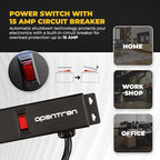 9 Black Verticle Outlets 6 Feet Power Cord Heavy Duty Metal Surge Protector Power Strip