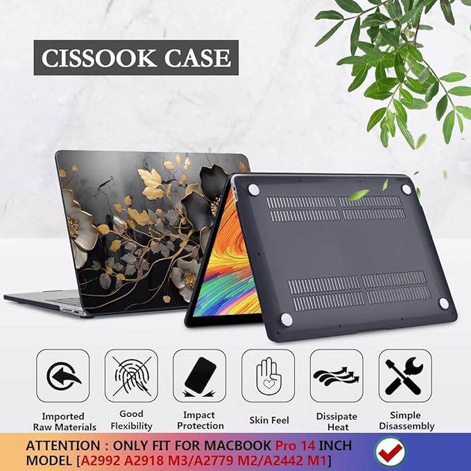 CISSOOK for MacBook Pro 14 inch Case 2024 2023 2022 2021 Release M4 A3401 A3112 A3185 M3 A2918 A2992 M2 A2779 M1 A2442 Pro Max Chip, 14 in Plastic Hard Shell & Keyboard Cover, Abstract Oil Painting
