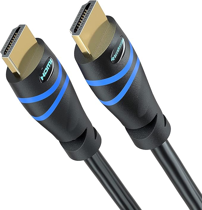BlueRigger 4K HDMI Cable (20FT, 4K 60Hz HDR, HDCP 2.2, High Speed 18Gbps, in-Wall CL3 Rated) - Compatible with PS5/PS4, Xbox, Roku, Apple TV, HDTV, Blu-ray, PC