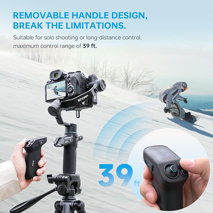 FeiyuTech SCORP Mini 3 Pro [Kit] Camera Gimbal – AI 4.0 Tracking, Detachable Handle [Bag+Fill Light+Extension Pole] 4.4lbs Payload – Gimbal Stabilizer for Mirrorless,Compact,Action Cam & Smartphones