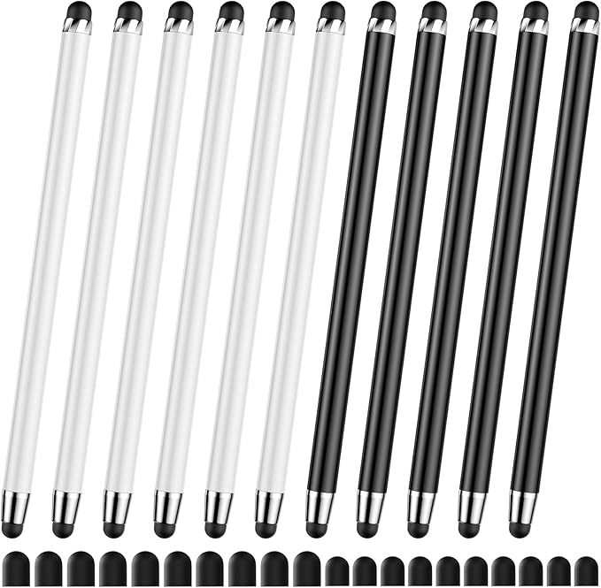 10 PCS Stylus,Stylus Pen for Touchscreen,Stylus 2-in-1 High Sensitivity & Precision Suitable for All Touch Screens of iPhone/ipad/Android Tablets(10 Stylus Pen Withe/Black + 20 Tips)