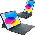 Keyboard Case for iPad 10th Generation (10.9" 2022) and iPad 11th (A16, 2025), Magnetic Detachable Wireless keyboard for ipad 10th generation with 7 Color Backlight, Multi-Touch Trackpad(Black)