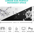 Black and White Japanese Cherry Blossom Gaming Mouse Pad Sakura Death Life Flower Mat 31.5x11.8 Inch Texture Non-Slip Rubber Base Mousepad Stitched Edges Keyboard Desk Pad for Office Home Game