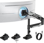 ARES WING Single Monitor Mount with USB, Ultrawide Monitor Arm for 24 to 57 Inch Heavy Duty Curved Screen, Adjustable Gas Spring Monitors Arm Stand up to 66LBS with 75/100/200 Vesa Mount, Black
