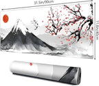 Galdas Gaming Mouse Mat Forest Background Pattern XXL XL Large Mouse Mat Long Extended Mouse Pad Desk Mat Non-Slip Rubber Mice Pads Stitched Edges Thin Pad (Ink and Wash)