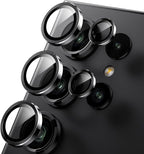 WSKEN for Samsung Galaxy S24 Ultra Camera Lens Protector, Ultra Thin Scratch Resistant 9H Tempered Glass with Aluminum Metal Circle Camera Screen Protector Cover Accessories, Black