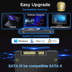 FX815 1TB SSD, 2.5" SATA SSD, Internal Solid State Drive, Up to 560MB/s, 3D NAND SLC Cashe, Compatible with Laptop & PC Desktop