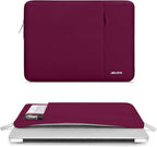MOSISO Laptop Case 16 inch, 15-15.6 inch Laptop Sleeve Compatible with MacBook Pro 16 M4 M3 M2 M1, HP Acer Dell Lenovo ASUS Notebook, Polyester Vertical Computer Sleeve Bag with Pocket, Wine Red